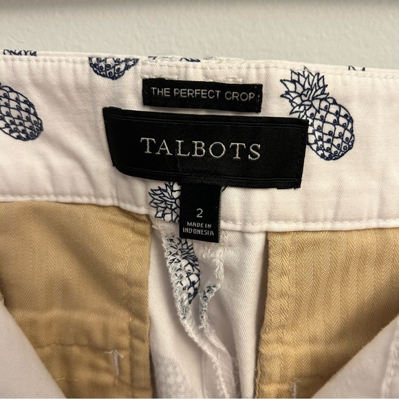 Talbots The Perfect Crop White Pineapple Print Pants Size 2 - Picture 6 of 13